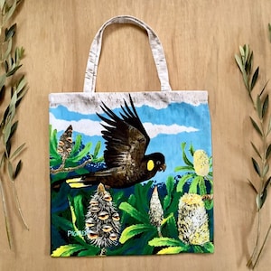 Black Cockatoo Banksia Serrata Eco Shopper Tote Bag Reusable Accessories Shop Shopping Pigment Tasmania Gift Post It Wild Bush