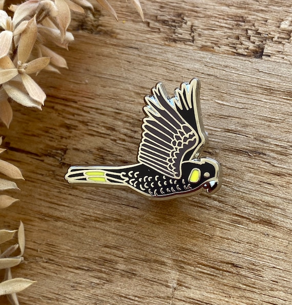 Black Cockatoo pin, Enamel pin, Tasmania, pin, Enamel Jewellery, Wearable Art, Statement Brooch, Bird pin, original art, bird lover, gift