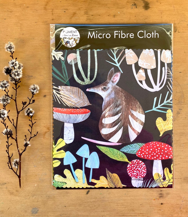 Reusable Eco Micro Fibre Lense Cloth Bandicoot Animal Tasmania Glasses Devices Cleaning Pigment Monica Reeve Accessories Woodland Fungi