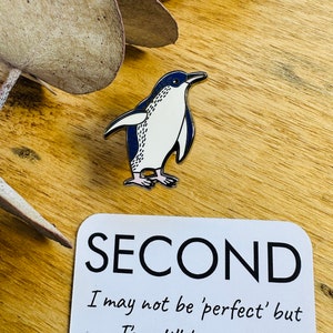 SECONDS, Little Penguin pin, bird art, Australian birds, fairy penguin, penguin pin, Tasmania, lapel pins, badges, brooches, sea birds, image 3