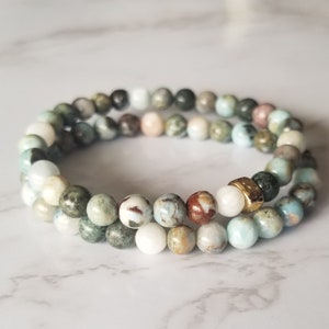 Larimar Bracelet, Natural Larimar Gemstone Bracelet Gift for Him & Her, Throat Chakra, Mala, Yoga, Larimar Jewelry, 14k gold Bracelet Gift