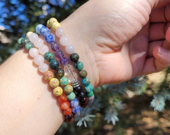 Rainbow Stretch Bracelet, Chakra Bracelet, Stretch, Seven Chakra Bracelet, Rainbow Jewelry, Balancing, Amethyst, Gifts for Her, Christmas