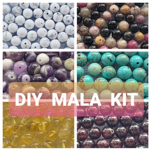 Mala Kit, DIY Mala Necklace, Build Your Own Mala, Prayer Beads, Tourmaline, Tassel, Meditation, Kits, Make Your Own, Gifts, Mother's Day