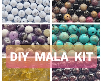 Mala Kit, DIY Mala Necklace, Build Your Own Mala, Prayer Beads, Tourmaline, Tassel, Meditation, Kits, Make Your Own, Gifts, Mother's Day