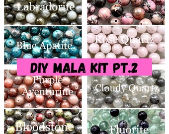 Mala Kit, Part 2, DIY Mala Necklace, Build Your Own Mala, Prayer Beads, Tourmaline, Tassel, Meditation, Kits, Make Your Own, Gifts, Retreat