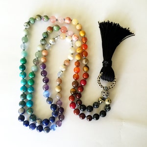 108 Bead Knotted 7 Chakra Mala Rainbow Necklace or Wrap - Etsy