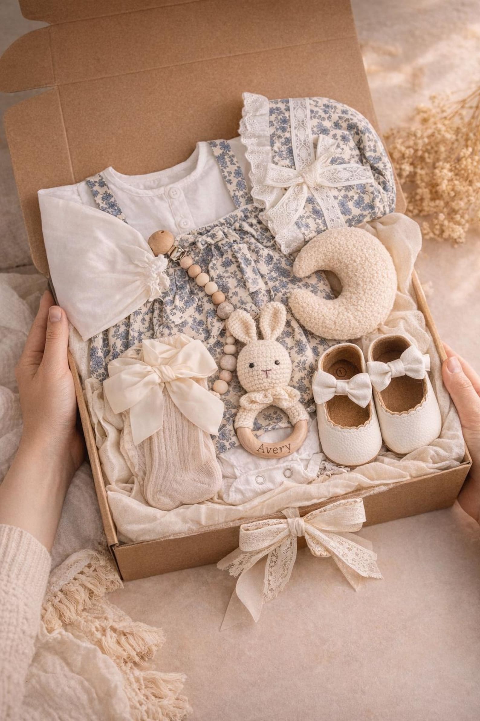 Baby Girl Gift Box Set Personalized Lace Dress Baby Gift Set Baby ...