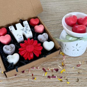 Strong Scented Personalized Letter Wax Melts Wax Warmer with Wax Melt Flower and  Heart Shape Soy Wax Melts Gift Eco Friendly