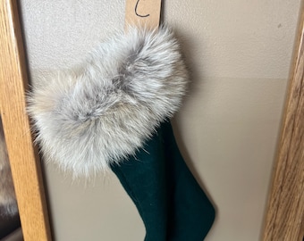 Christmas Stockings Real Coyote Fur and wool