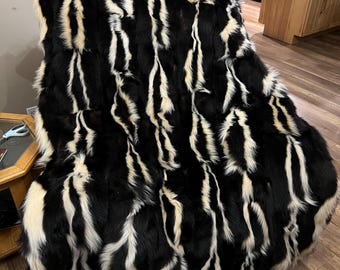 Real skunk fur throw blanket