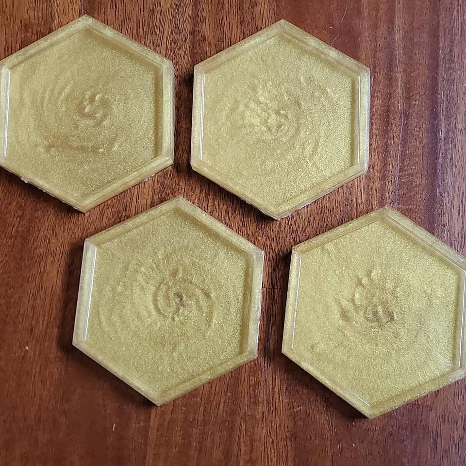 Golden Coasters Set of 4 Etsy