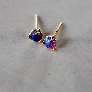 opal stud, gold opal stud, purple opal stud, gift, gift for her, small opal stud, sterling silver post, earrings under 30, opal jewelry