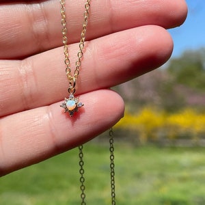 delicate gold opal necklace, tiny gold necklace, opal necklace, delicate necklace, gold jewelry, gift, gift for her, bridal, bridesmaid