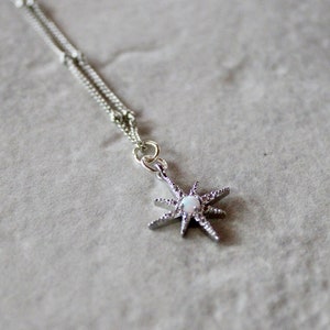 minimalist star necklace, silver necklace, opal star necklace, opal necklace, gift, gift for her, delicate jewelry, holiday, silver star