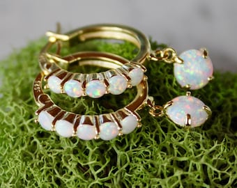 gouden opaal knuffeloorbellen, bruidsmeisjeoorbel, bruid, cadeau voor haar, sterlingzilver, opaalringen, vakantie, Moederdag, bruiloft