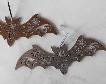 silver bat earrings, bat earrings, silver bird earrings, bat, bat earrings, gift, gift for her, earrings under 20, bat jewelry, halloween
