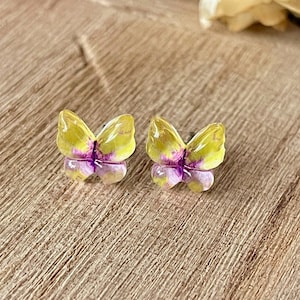 yellow butterfly stud earrings, butterfly earrings, butterfly studs, yellow earrings, gift, gift for her, mother's day, spring earrings