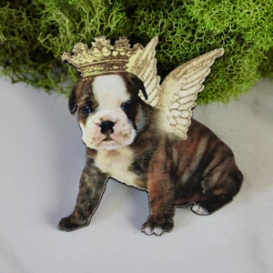 Bulldogge Pin, Bulldogge, Welpe, Hund, Pin, Brosche, Holz Pin, Urlaub, Geschenk, Geschenk für sie, Weihnachten, Weihnachtsgeschenk, Weihnachtsgeschenk