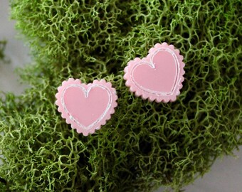pink heart stud earrings, stud earrings, gift, gift for her, earrings under 10, jewelry, pink heart jewelry, valentines day, galentines