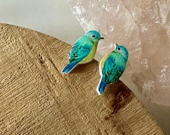 Liebe Vogel Ohrringe, Vogel Ohrringe, Vogel Schmuck, blaue Vögel, Vogel Geschenk, Geschenk für Vogelliebhaber, Vogel Ohrstecker, Urlaub, Schmuck, Ohrringe