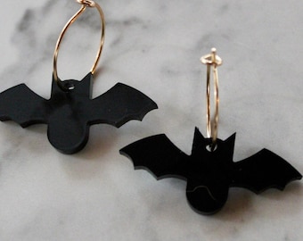 black matte bat earrings, bat jewelry, gift, gift for her, jewelry, earrings, bat earrings, halloween, spooky earrings, halloween jewelry