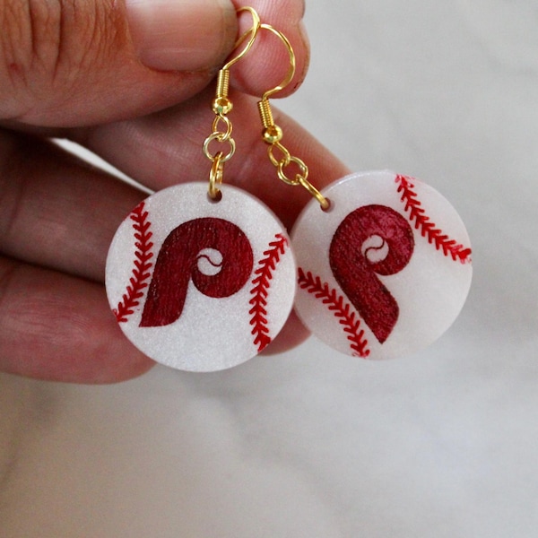 Pendientes de béisbol, joyas de béisbol de Filadelfia, joyas de béisbol, deportes de Filadelfia, pendientes de Filadelfia, regalo, regalo para ella, pendientes, joyería