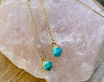 turquoise  threaders, threader earrings, gold threaders, dangle earrings, gift, gift for her, turquoise jewelry, gold earrings, holiday