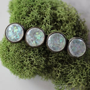 gray opal barrette, hair clip, grey hair clip, bronze hair barrette, gift, gift for her, jewelry, hair accessory, under 10, bronze barrette