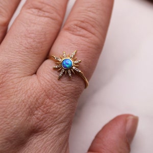 adjustable gold ring, opal star ring, adjustable ring, gold ring, jewelry, gift, gift for her, summer jewelry, starburst ring, sun, opal