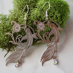 silver fish earrings, koi earrings, fish earrings, silver earrings, jewelry under 20, gift, gift for her, earrings under 20, fish