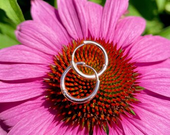 pendientes de aro de oro rosa, aros de oro rosa, pendientes de 14 mm, regalo, regalo para ella, joyería, aros de oro rosa, aros pequeños, joyería de oro rosa