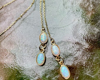 gold opal threader, opal earrings, opal jewelry, gift, gift for her, gold threaders, opal threaders, jewelry, delicate earrings