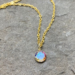 opal necklace // rainbow necklace // opal jewelry // delicate // gift for her // necklace under 30