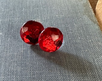 ruby red acrylic stud earrings, hypoallergenic earrings, red earrings, red studs, gift, gift for her, holiday, stocking stuffer, red jewelry