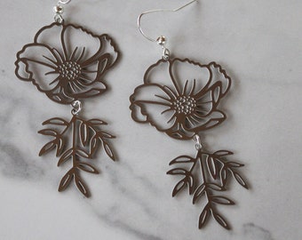 Blumen Ohrringe, Blumen Ohrringe, Ohrringe unter 20, Geschenk, Geschenk für sie, Blume, Urlaub, baumeln Ohrringe, silber ohrringe