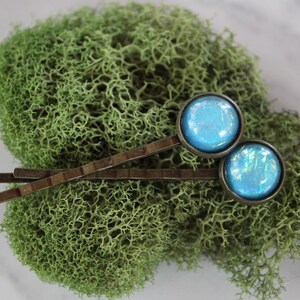 Baby blau Haarnadeln, Bronze Haarnadeln, Haar Accessoire, blaue Clips, Geschenk, Geschenk für sie, Schmuck, Urlaub, blau Bobby pin, blau Haarclip