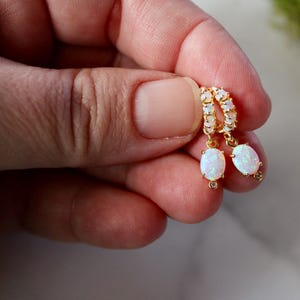 opal huggie earrings, gold huggie earrings, bridesmaid earring, gift for her, sterling silver, opal hoops, mothers day, opal birthstone