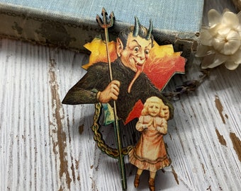 krampus, krampusnål, krampussmycken, högtid, krampusbrosch, present, present till henne, nål under 10, krampus under 10, jul