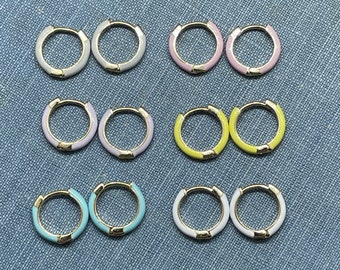 huggie earrings, small earrings, jewelry, gift, earrings, small hoops, pink huggies, yellow hoops, blue hoops, grey hoops, colorful earrings