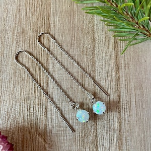 opal threader earrings, earrings under 30, gift for her, delicate chain earrings, threader earrings, gift for mom, opal jewelry, mothers day