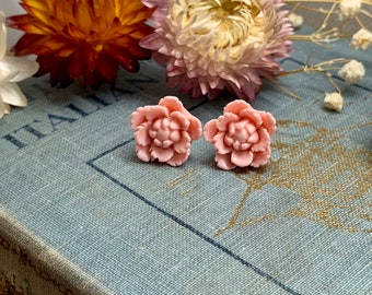 pink flower earrings // stud earrings // hypoallergenic // earrings // gift // jewelry // gift for mom // summer