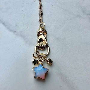 fistful of stars, opalite star necklace, star jewelry, gold jewelry, booktok, court of thorn, acotar, gift, gift for her, holiday, celestial