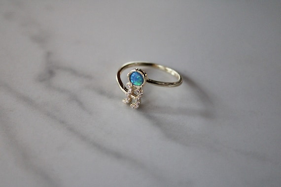 Anillo de oro de acuario, anillo de ópalo, horóscopo de acuario