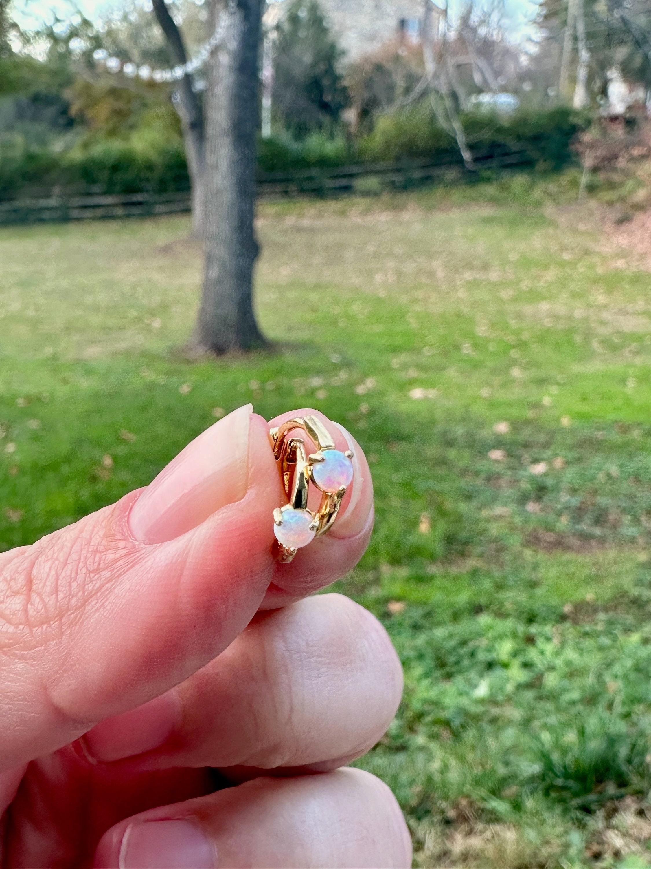 gold opal huggies, opal huggies, opal earrings, gold earrings, gold huggies, gift, gift for her, small earrings, galentines day, valentines