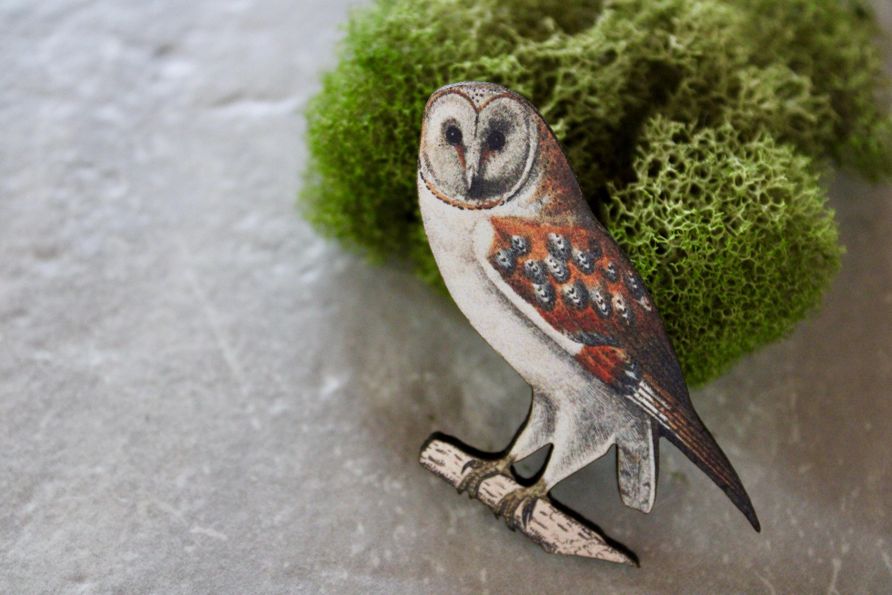 barn owl, owl jewelry, owl pin, owl brooch, owl jewelry under 10, gift, gift for her, jewelry under 