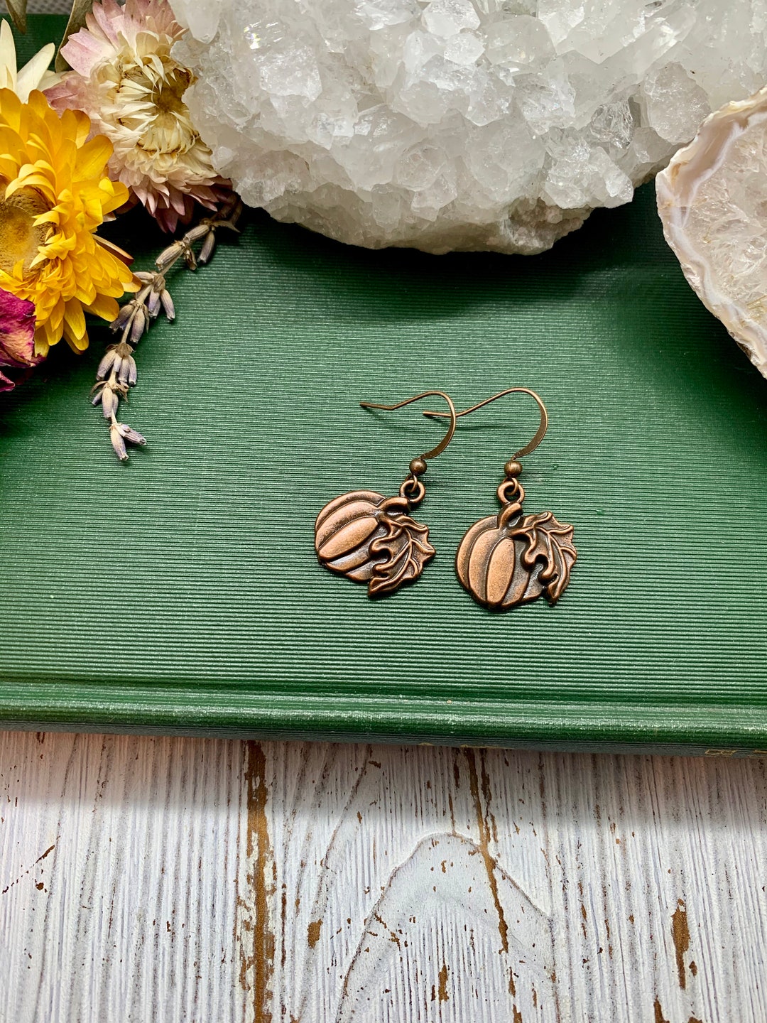 Brass Pumpkin Earrings // Pumpkin Earrings // Gift for Her