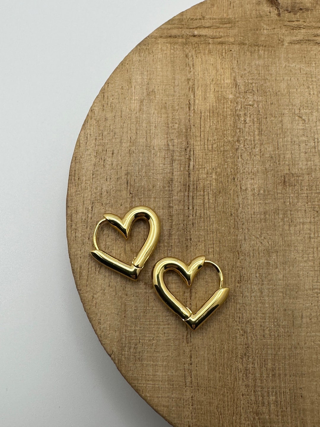 Gold Heart Hoops Tarnish Free