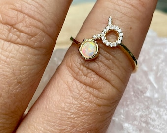 gold taurus ring, opal ring, taurus  horoscope, zodiac, gold ring, adjustable ring, taurus  star sign, gift, gift for her, ring