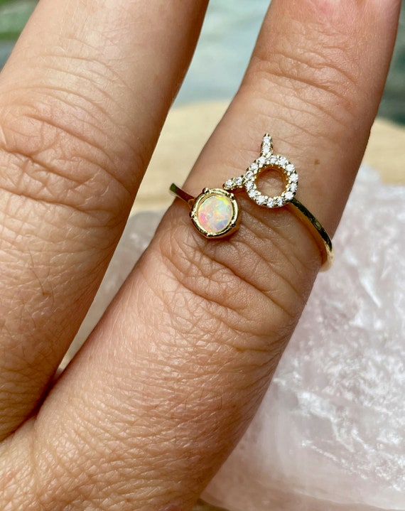 Gold Taurus Ring, Opal Ring, Taurus Horoscope, Zodiac, Gold Ring