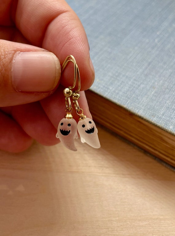 Ghost Earrings, Halloween, Ghost Jewelry, Halloween Jewelry, Gold